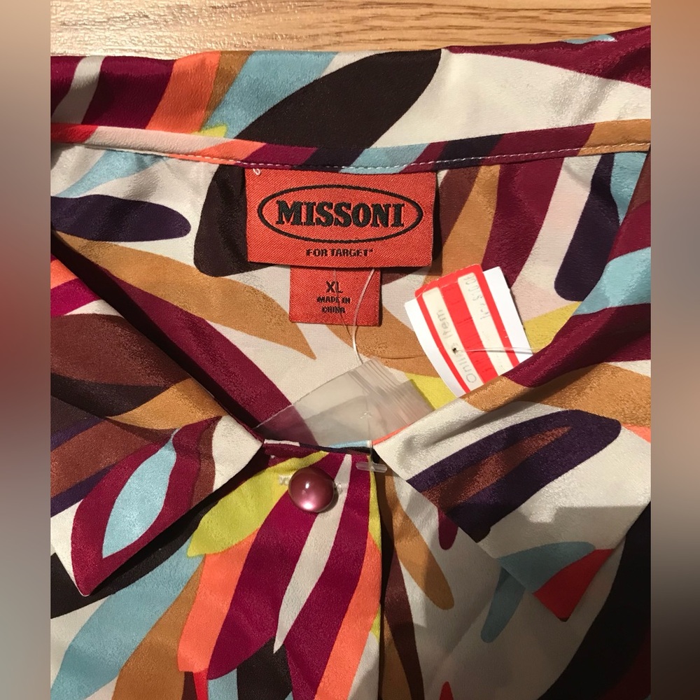 Missoni for Target Abstract Multicolor Button Up Shirt / Blouse XL NWT - Picture 3 of 10
